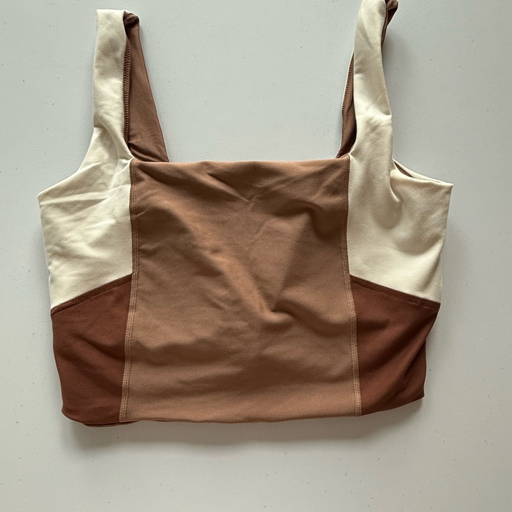 Abercrombie & Fitch Brown and Cream Sports Bra